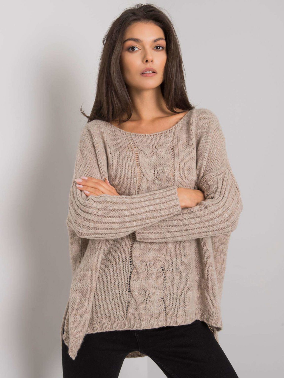 Beżowy luźny sweter Tiffianie OCH BELLA