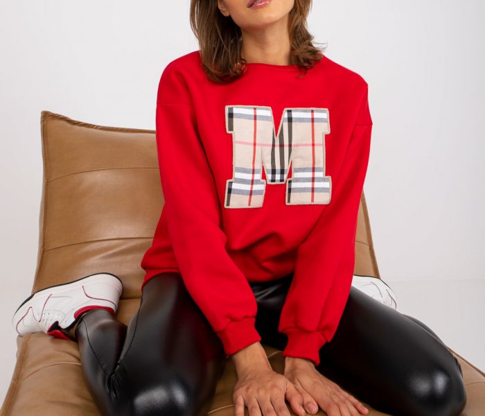 Hurtownia Czerwona damska bluza dresowa z nadrukiem Elise