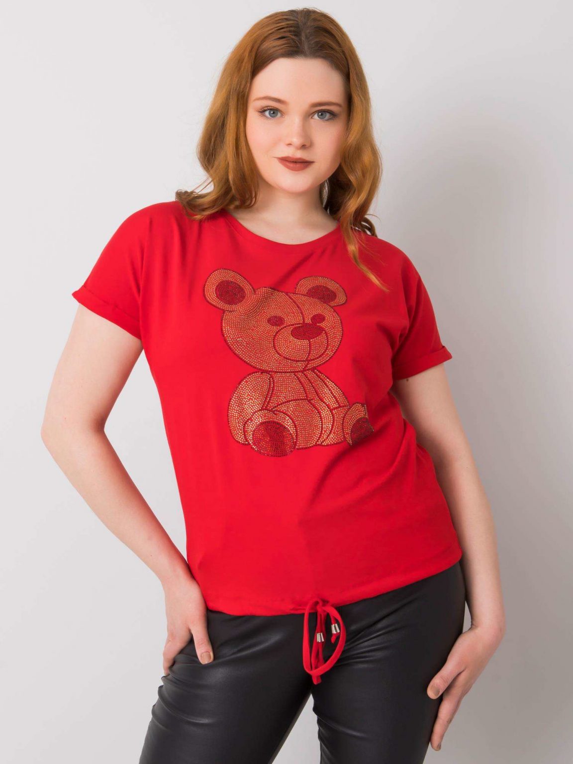 Czerwona bluzka plus size z dżetami Luce