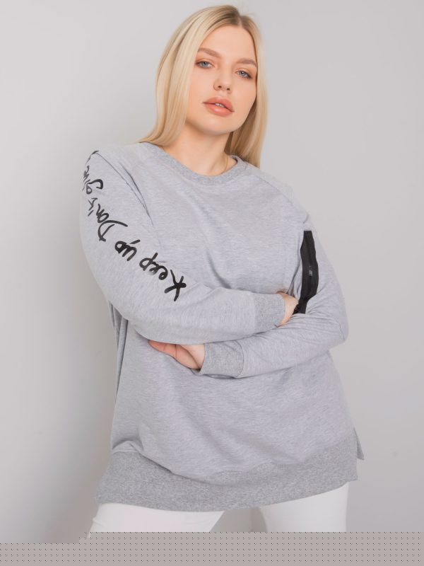 Szara melanżowa tunika dresowa plus size Parma