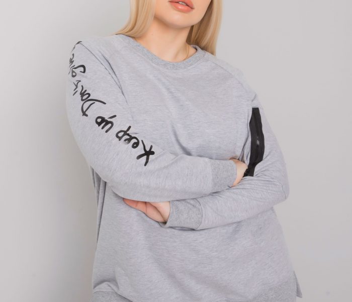 Hurtownia Szara melanżowa tunika dresowa plus size Parma