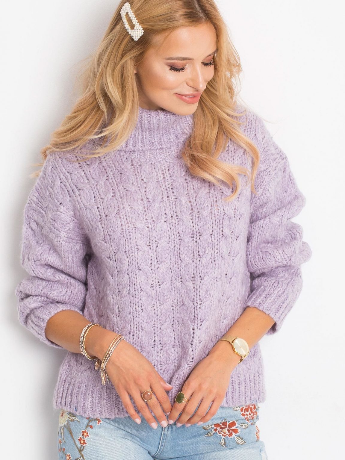 RUE PARIS Fioletowy sweter Heavenly