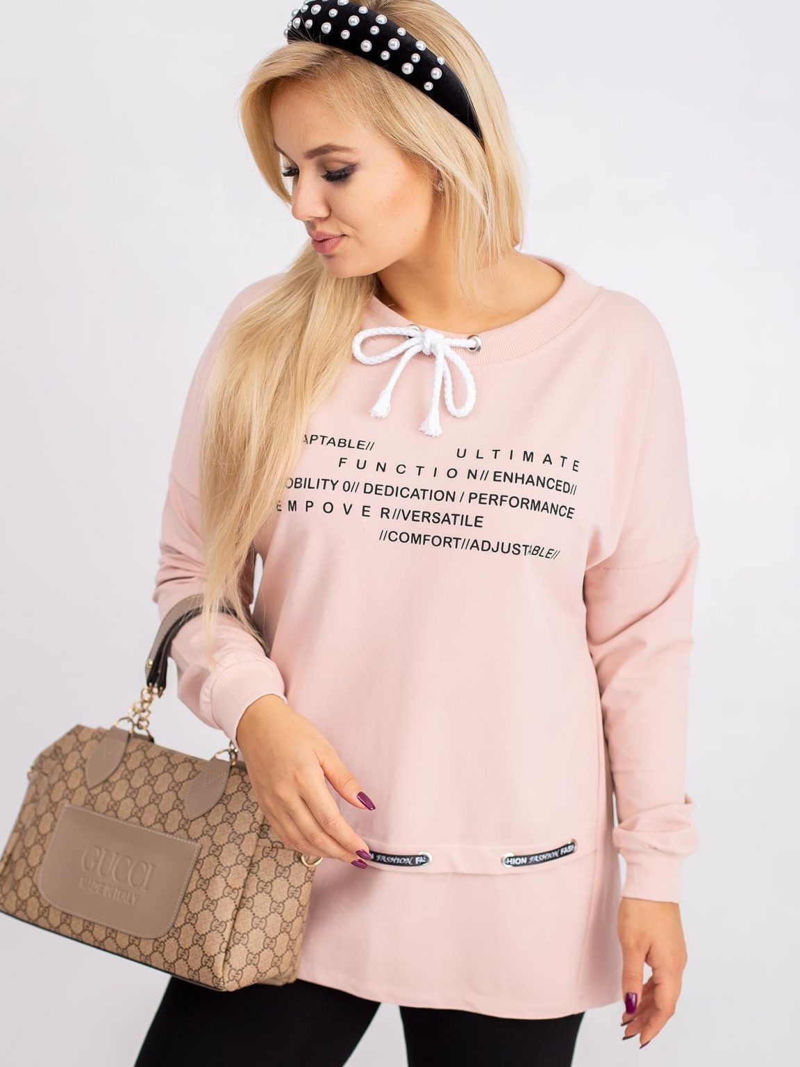 Brudnoróżowa bluza plus size Aspiration