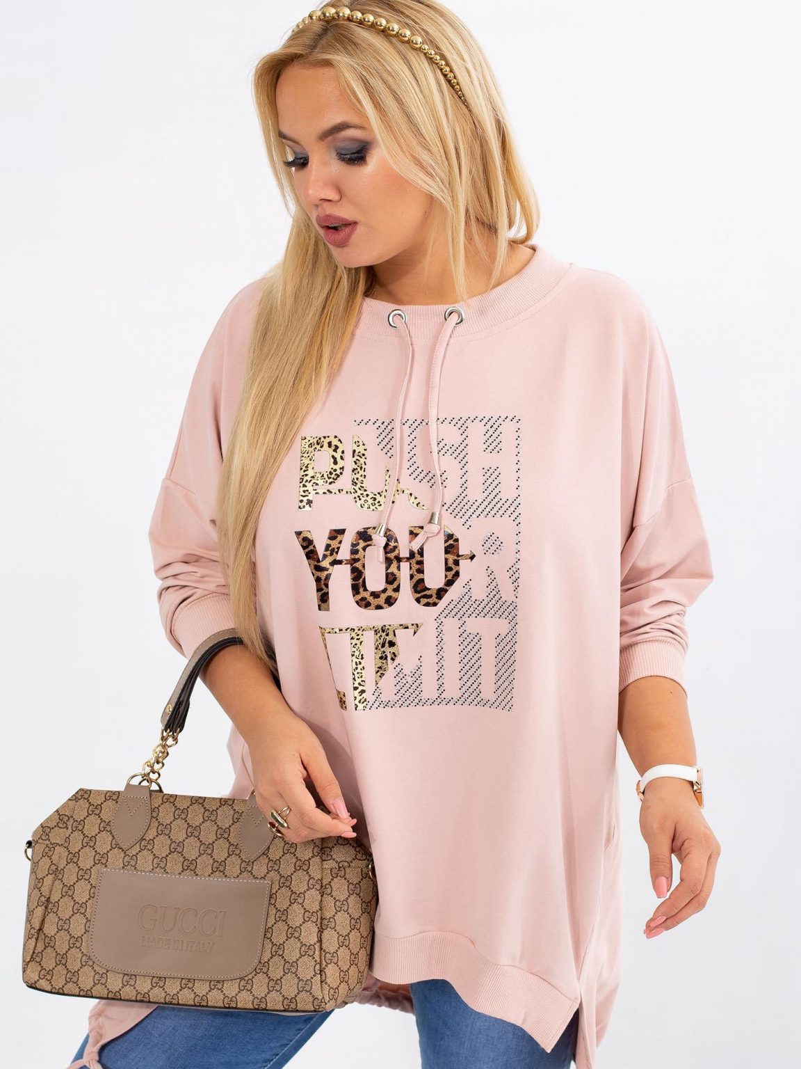 Brudnoróżowa bluza plus size Totally