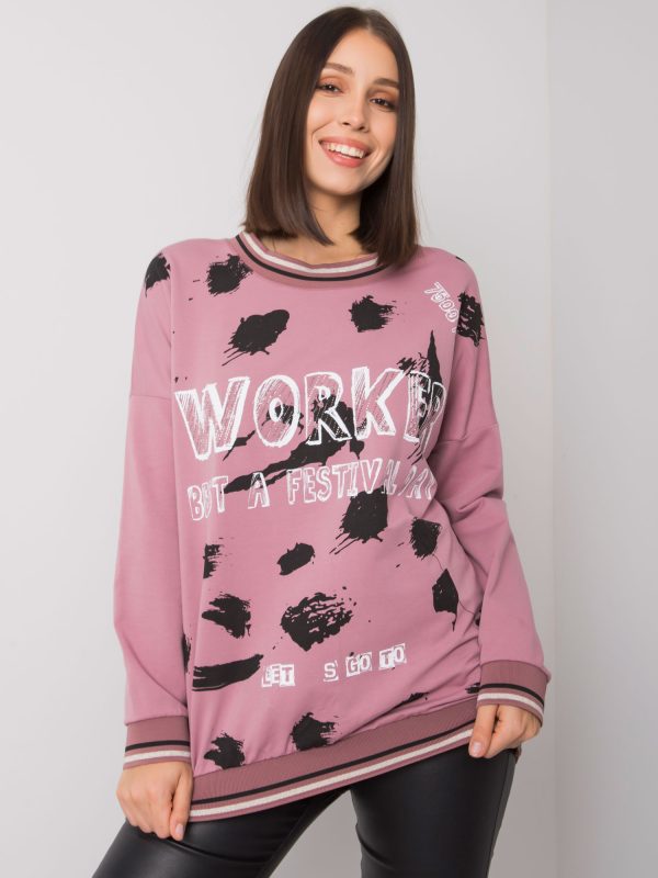 Brudnoróżowa bluzka plus size z printami Nuala
