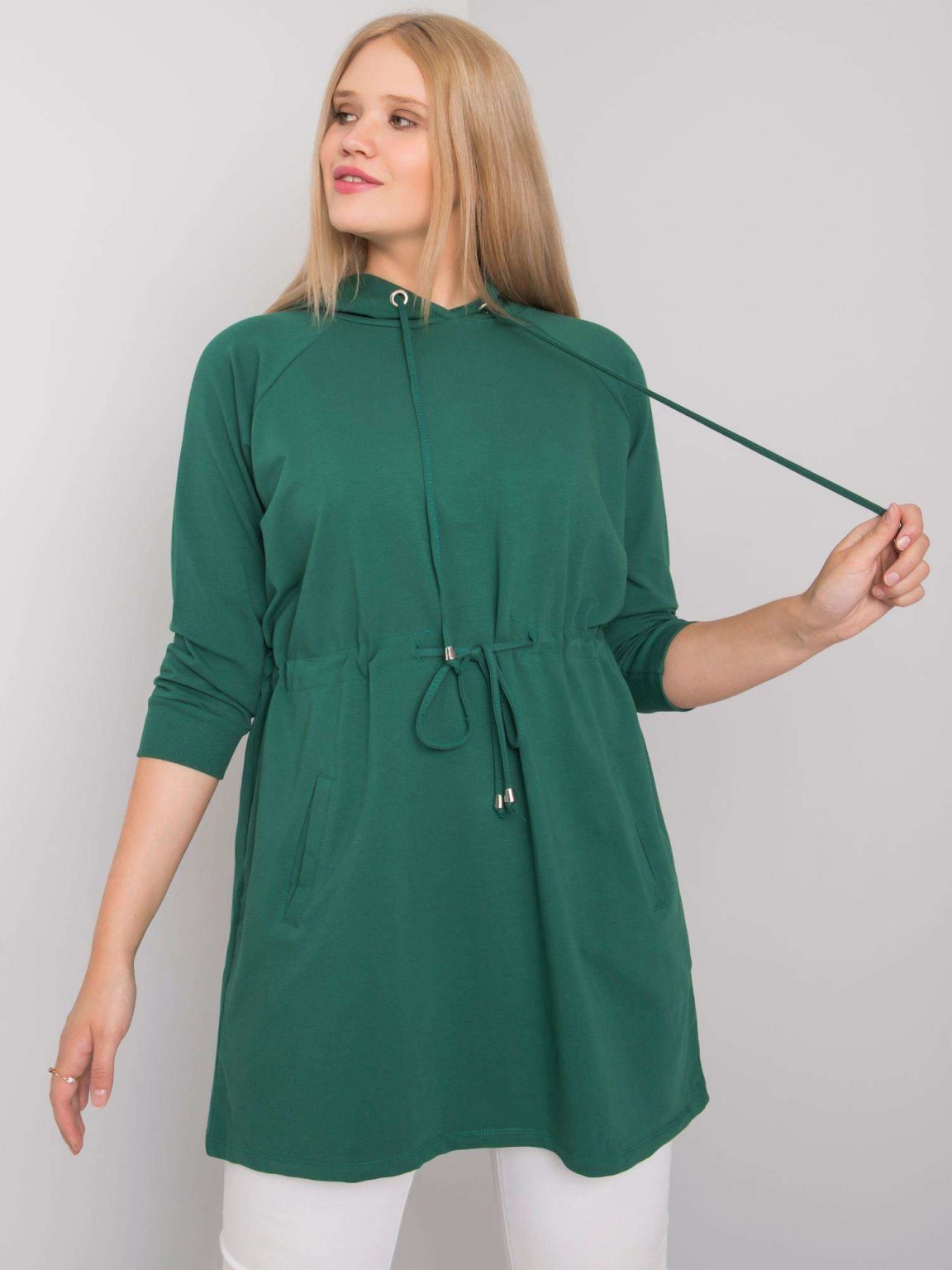 Ciemnozielona bluza plus size z kapturem Norina