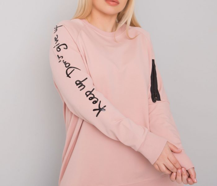 Hurtownia Brudnoróżowa tunika dresowa plus size Parma