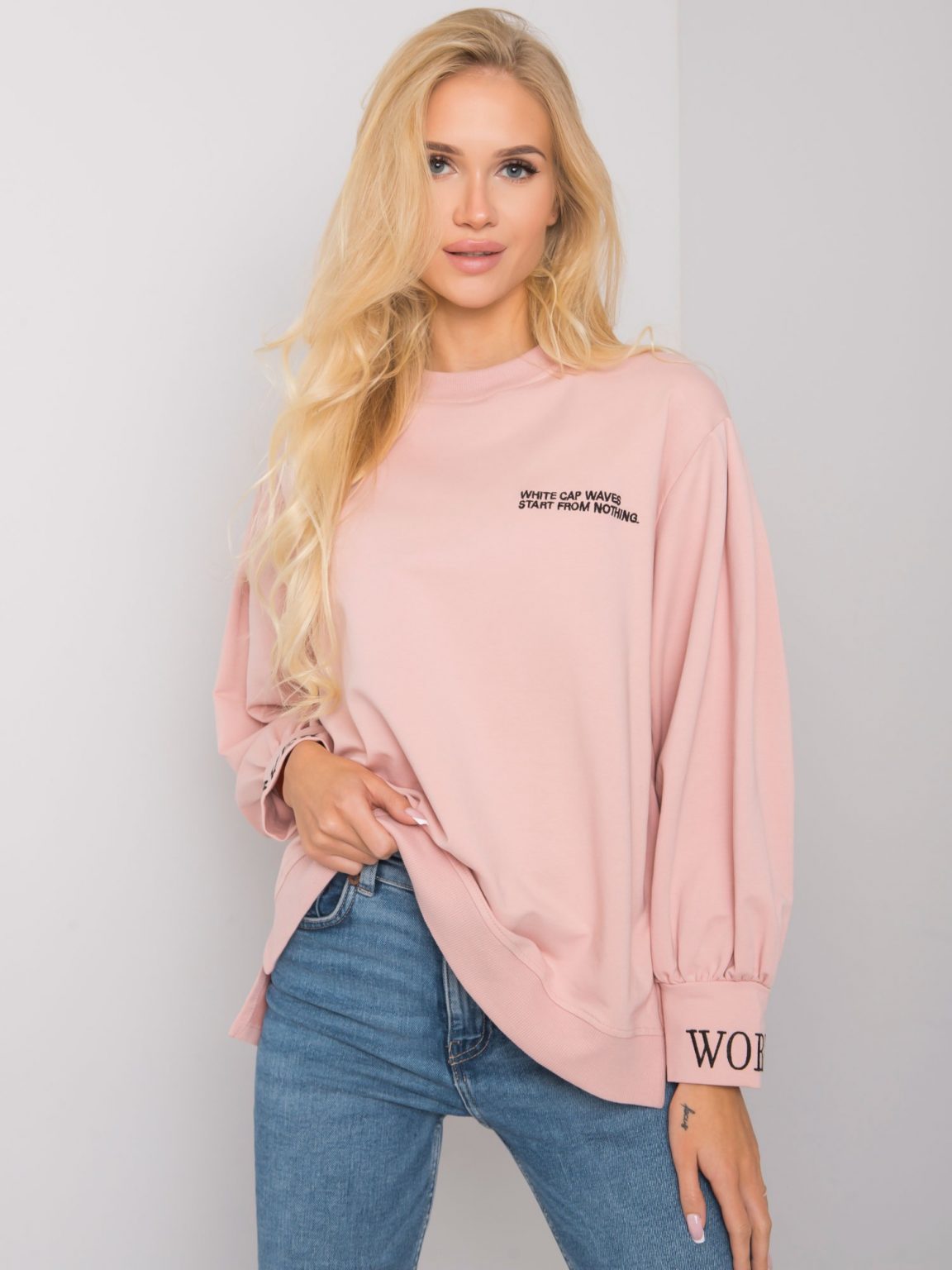 Brudnoróżowa bluza bez kaptura Laylin