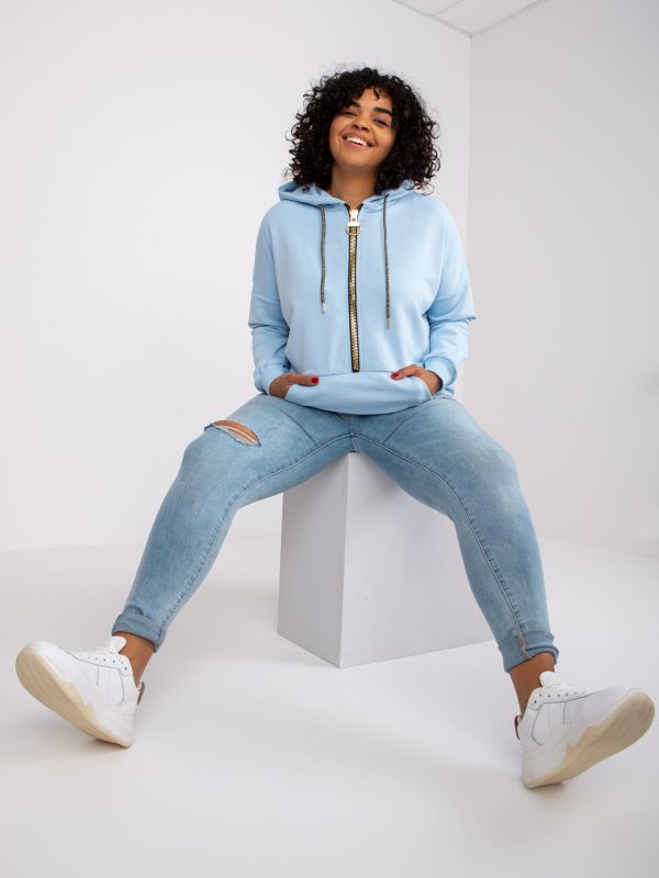 Jasnoniebieska dresowa bluza plus size na suwak Amanda