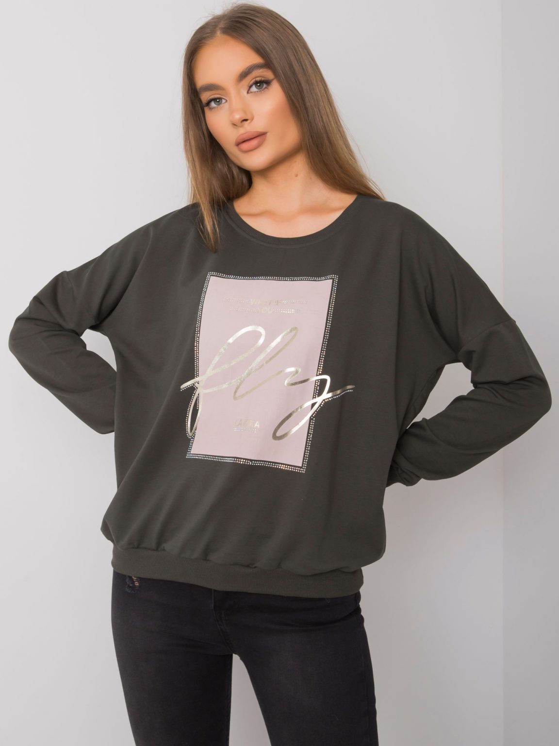 Ciemna khaki bluza damska z nadrukiem Salisbury