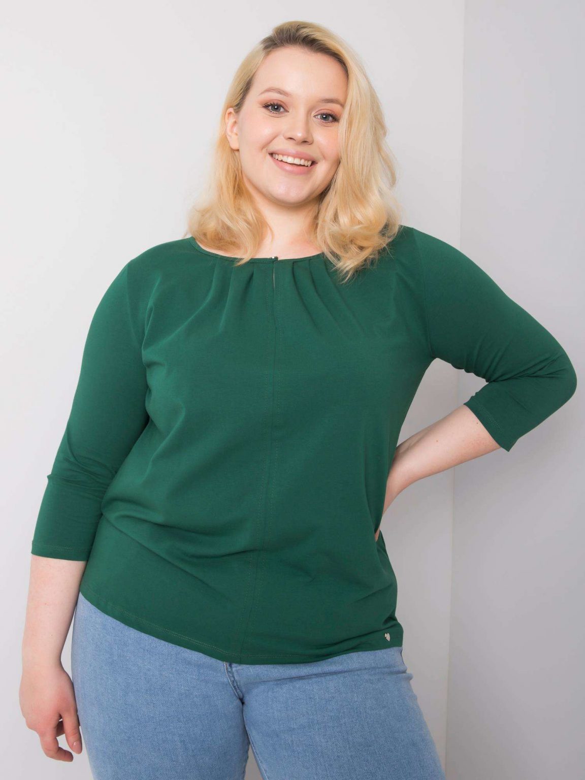 Ciemnozielona bluzka plus size z bawełny Jodie