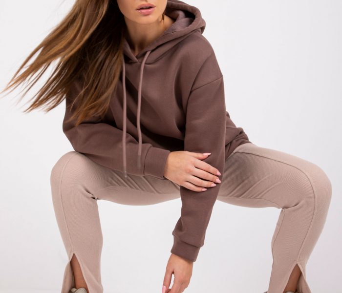 Hurtownia Brązowa bluza dresowa basic Biarritz