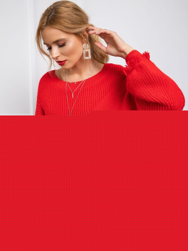 BY O LA LA Czerwony sweter damski