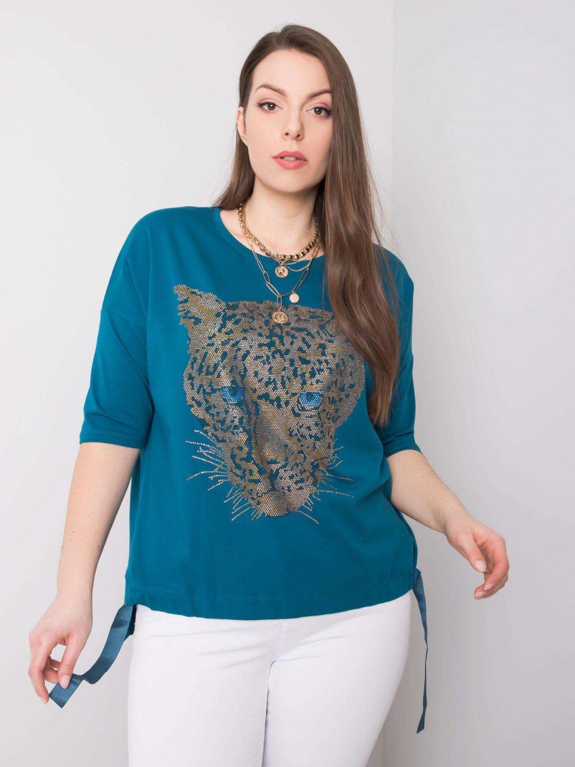 Morska bluzka plus size z aplikacją Darren