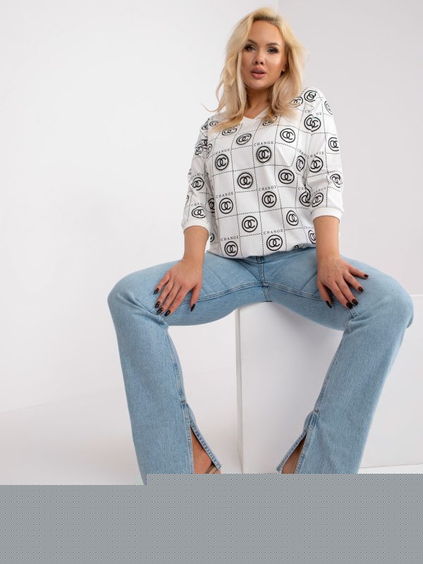 Biała bawełniana bluzka plus size do pracy