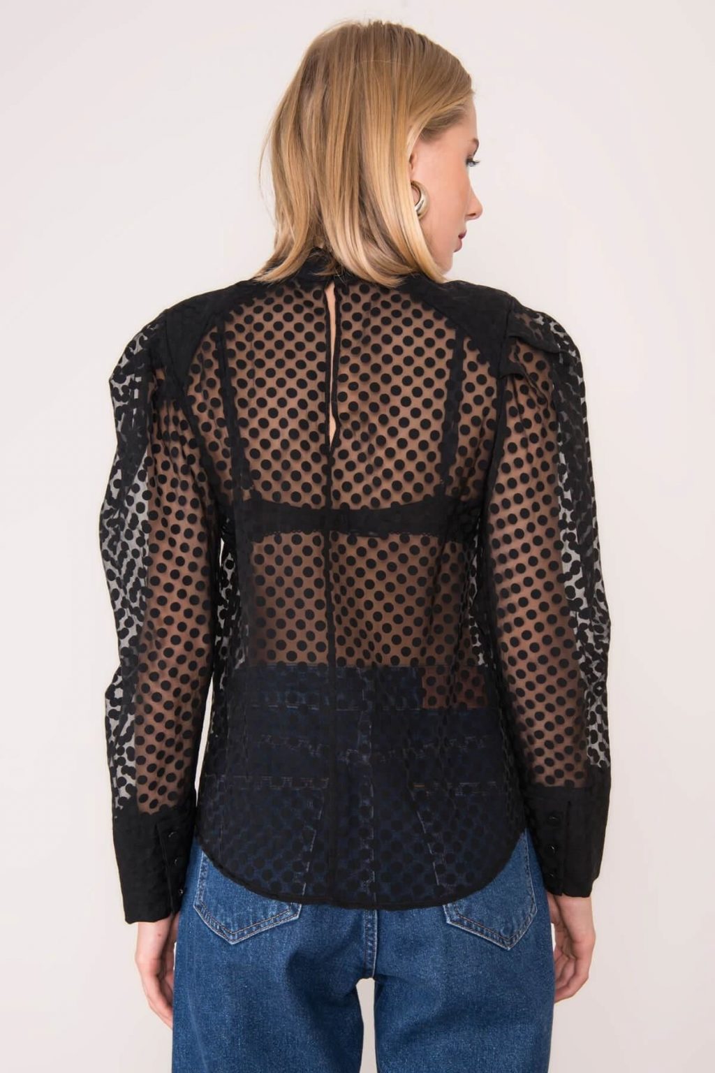 Czarna bluzka w grochy BSL