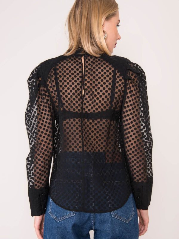 Czarna bluzka w grochy BSL