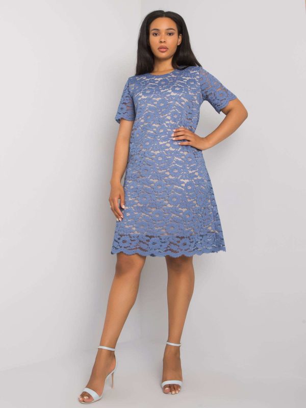 Niebieska sukienka koronkowa plus size Ginny