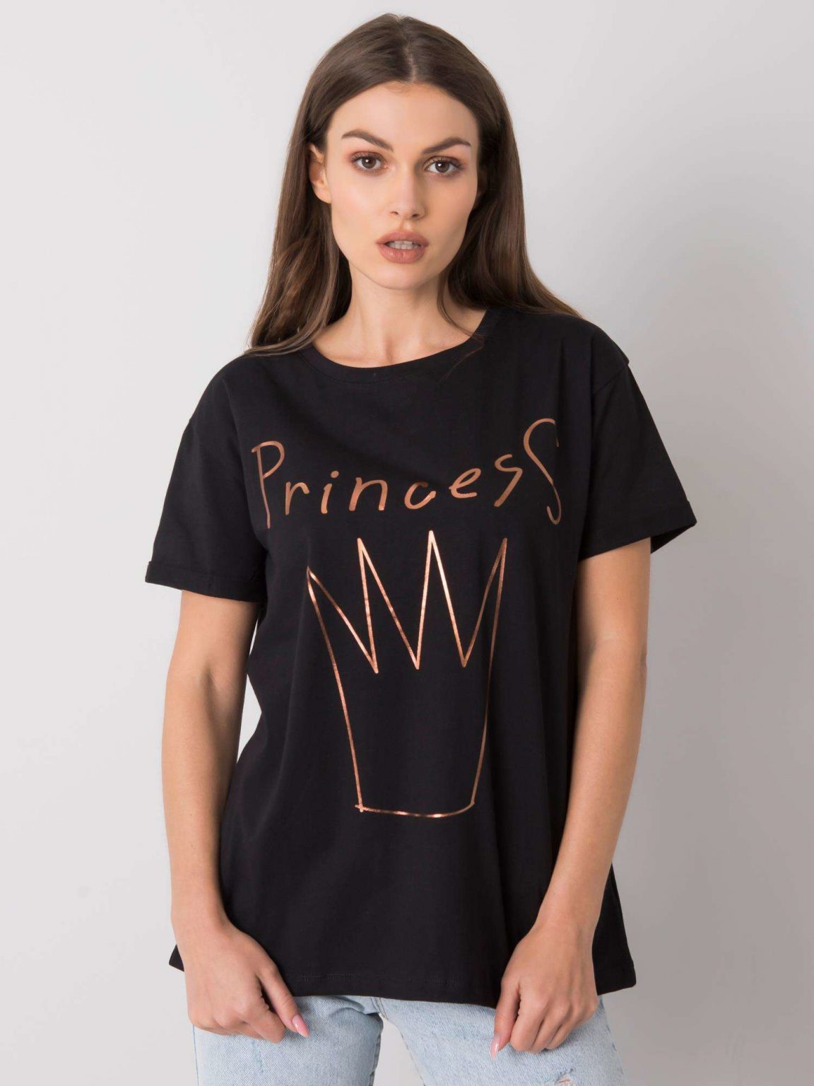 Czarny t-shirt z nadrukiem Aosta