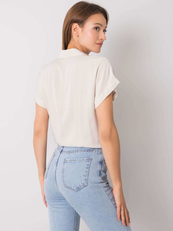 Jasnobeżowa bluzka z wiązaniem Marisol