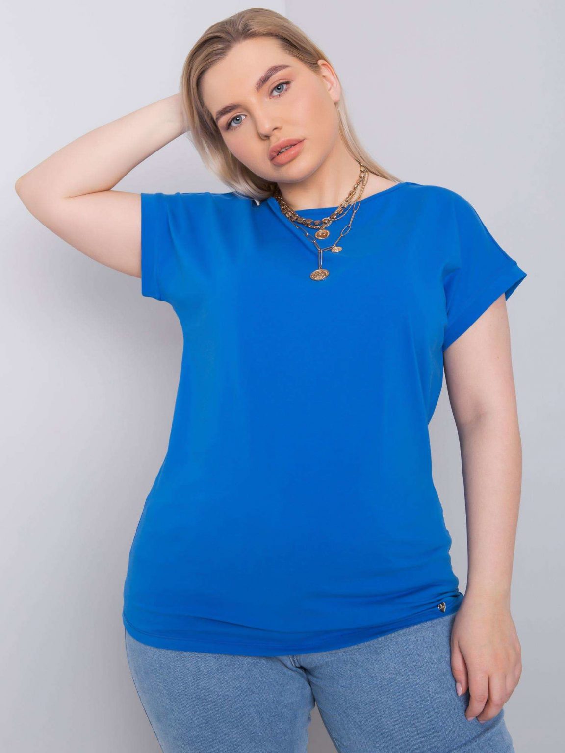 Ciemnoniebieski t-shirt na co dzień plus size Leanne