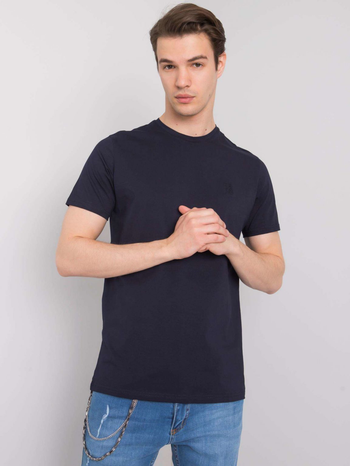 Granatowy t-shirt męski basic Kenneth LIWALI