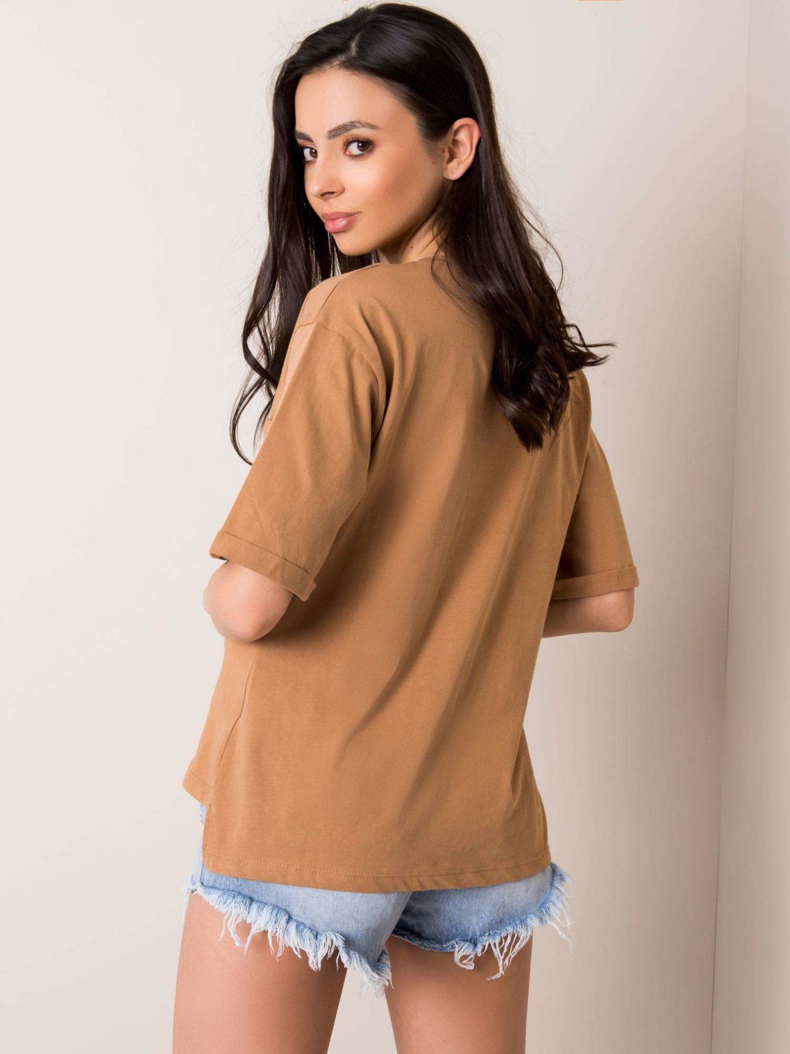Brązowy t-shirt Sammie RUE PARIS