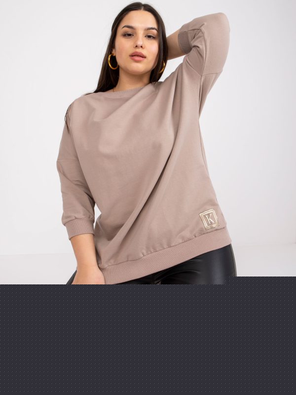 Ciemnobeżowa bluzka plus size bawełniana Odile