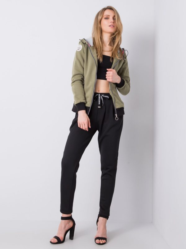 Khaki sportowy dres z kapturem