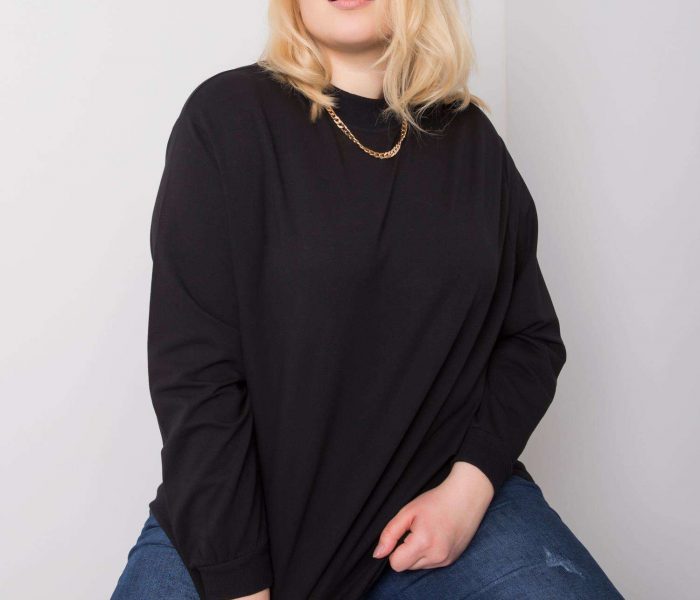 Hurtownia Czarna dresowa bluza plus size z bawełny Harmony