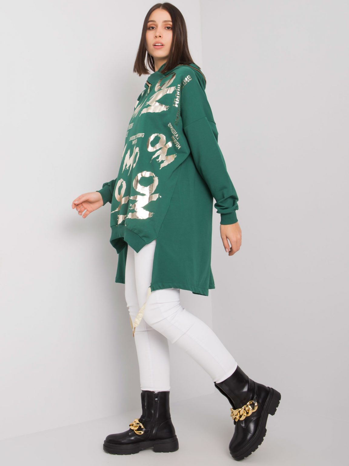 Ciemnozielona bawełniana bluza plus size Allisia