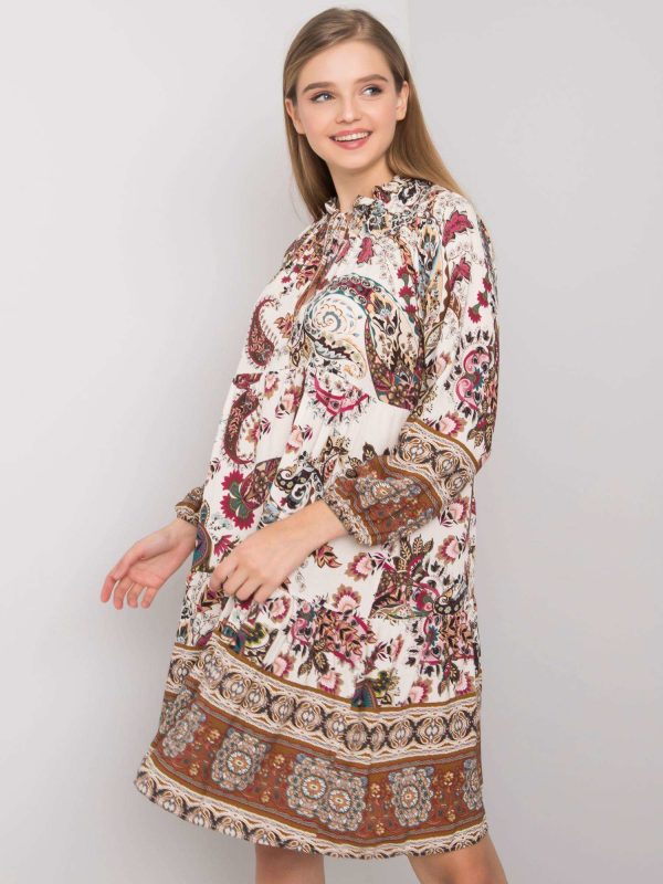 Ecru sukienka ze wzorem paisley Katrice OCH BELLA