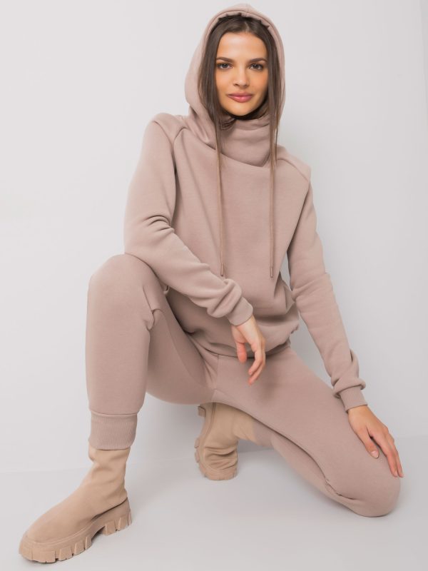Ciemnobeżowy dwuczęściowy komplet basic Miramar