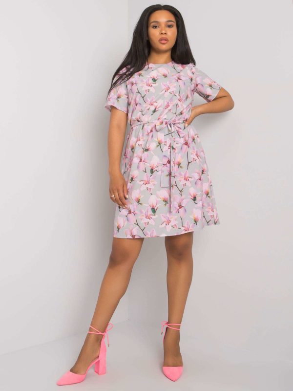 Szara wzorzysta sukienka plus size Celene