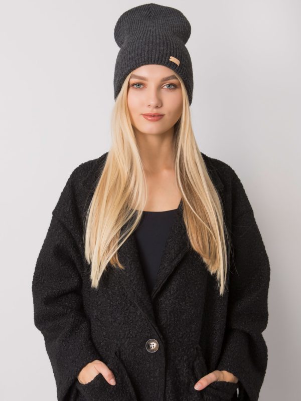 Ciemnoszara dzianinowa czapka beanie RUE PARIS