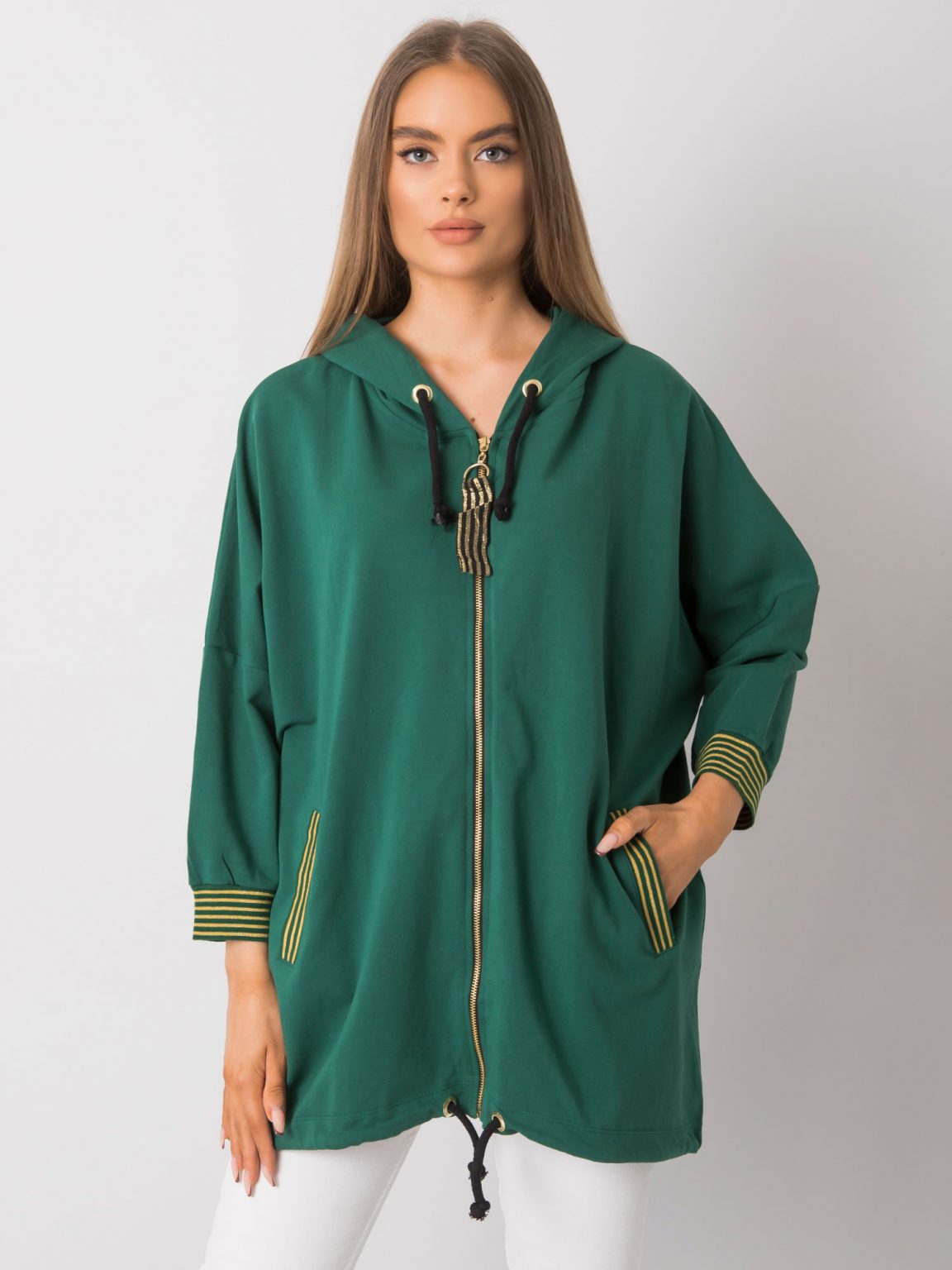Ciemnozielona bluza oversize z kapturem Bertille