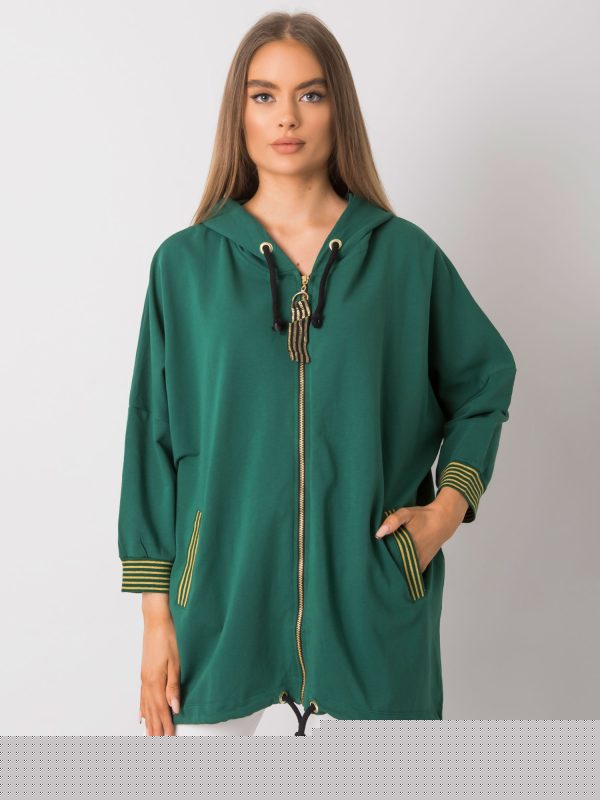 Ciemnozielona bluza oversize z kapturem Bertille