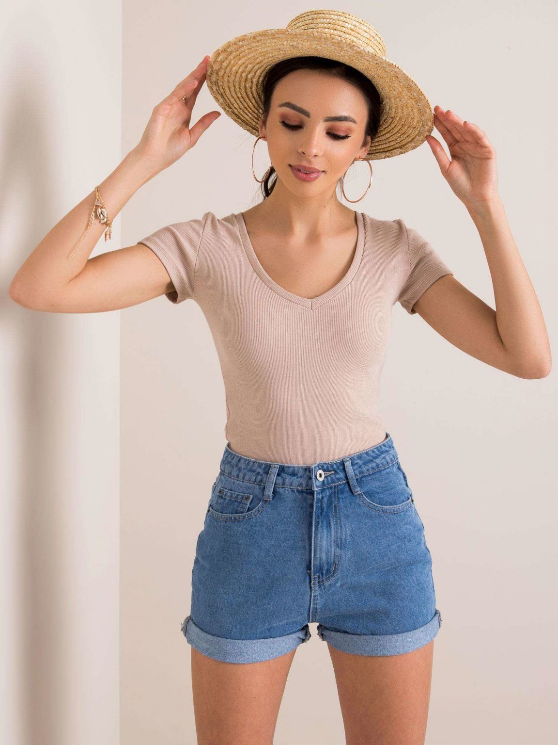 Beżowy t-shirt Shilla RUE PARIS