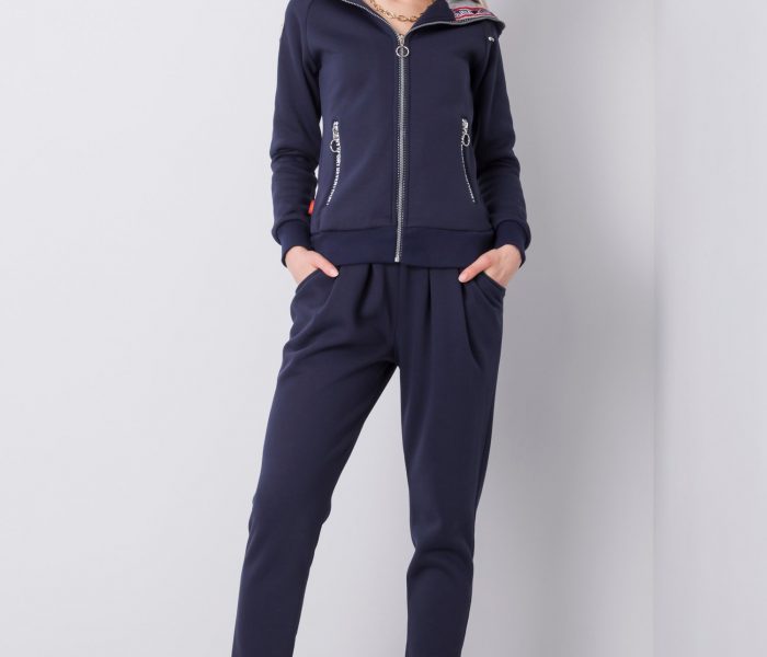 Hurtownia Granatowy sportowy dres z kapturem