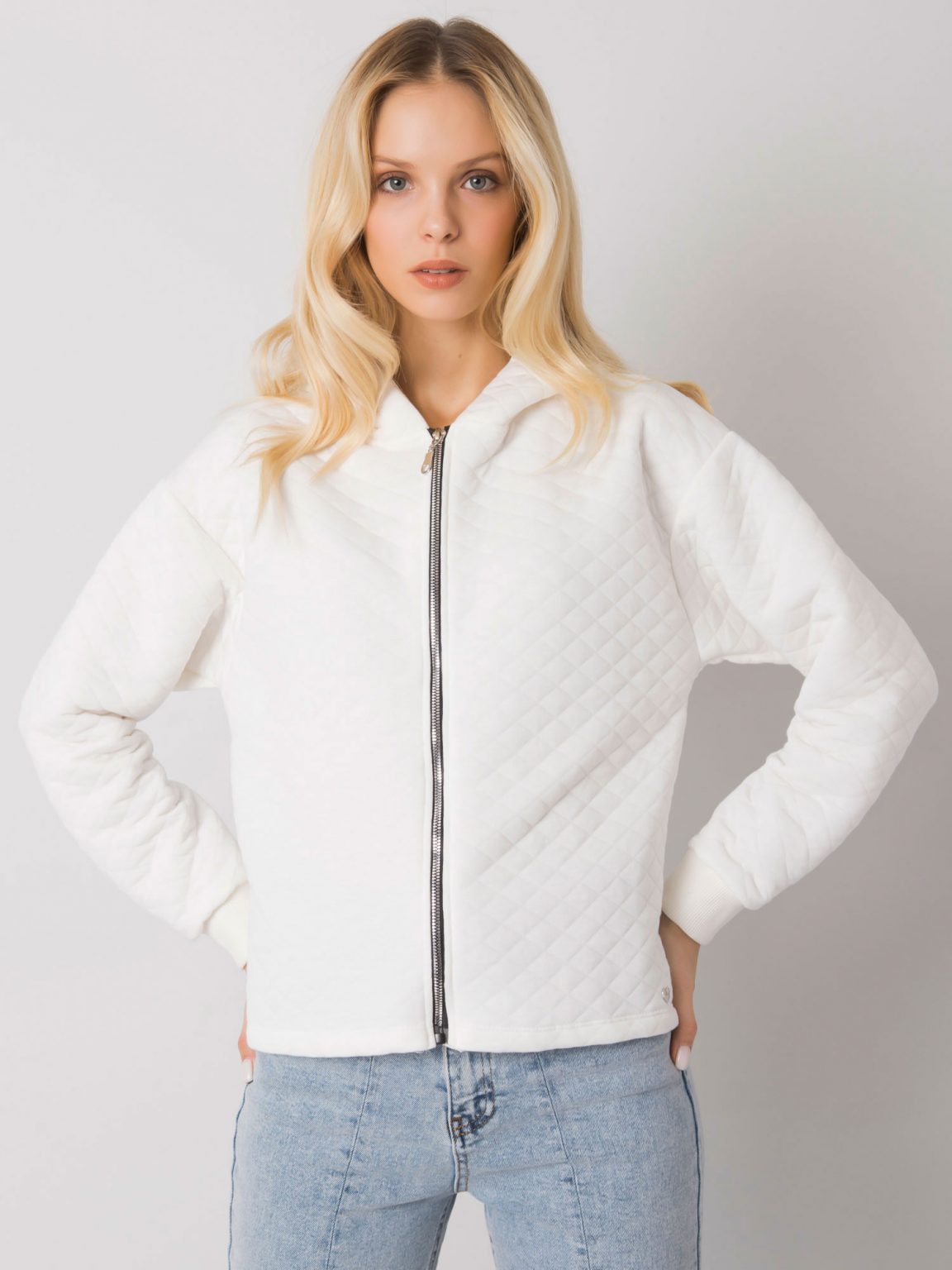 Ecru pikowana bluza basic Melanie