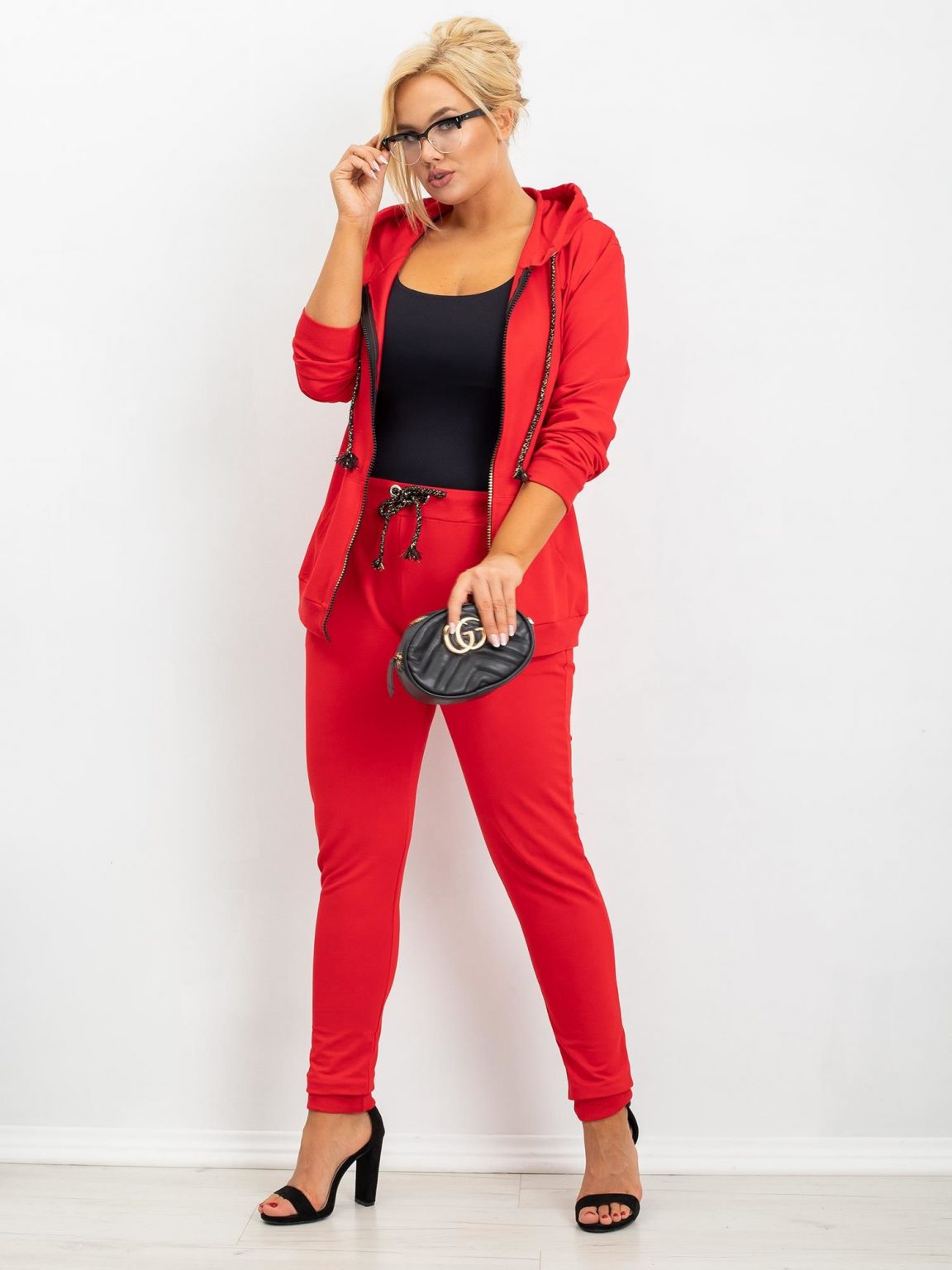 Czerwony komplet plus size Ottilie