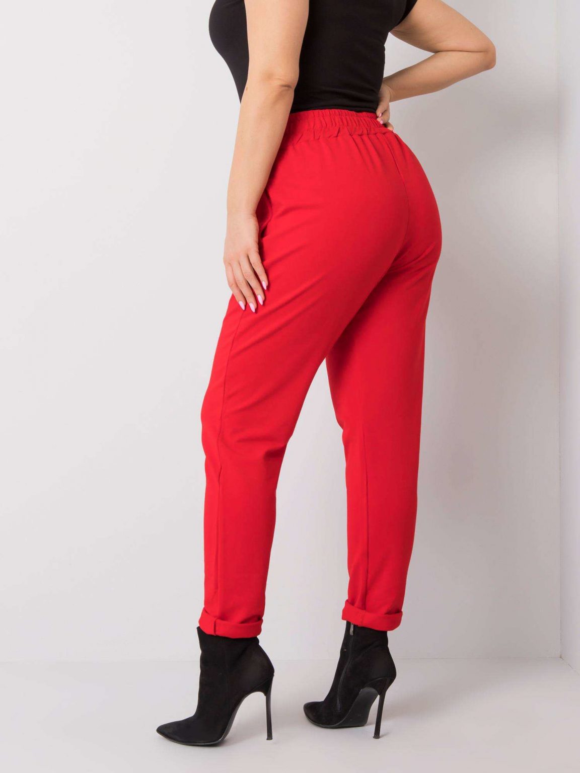 Czerwone spodnie dresowe plus size Anais