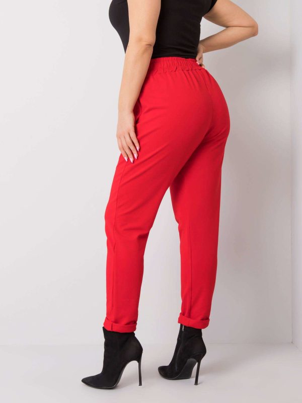 Czerwone spodnie dresowe plus size Anais