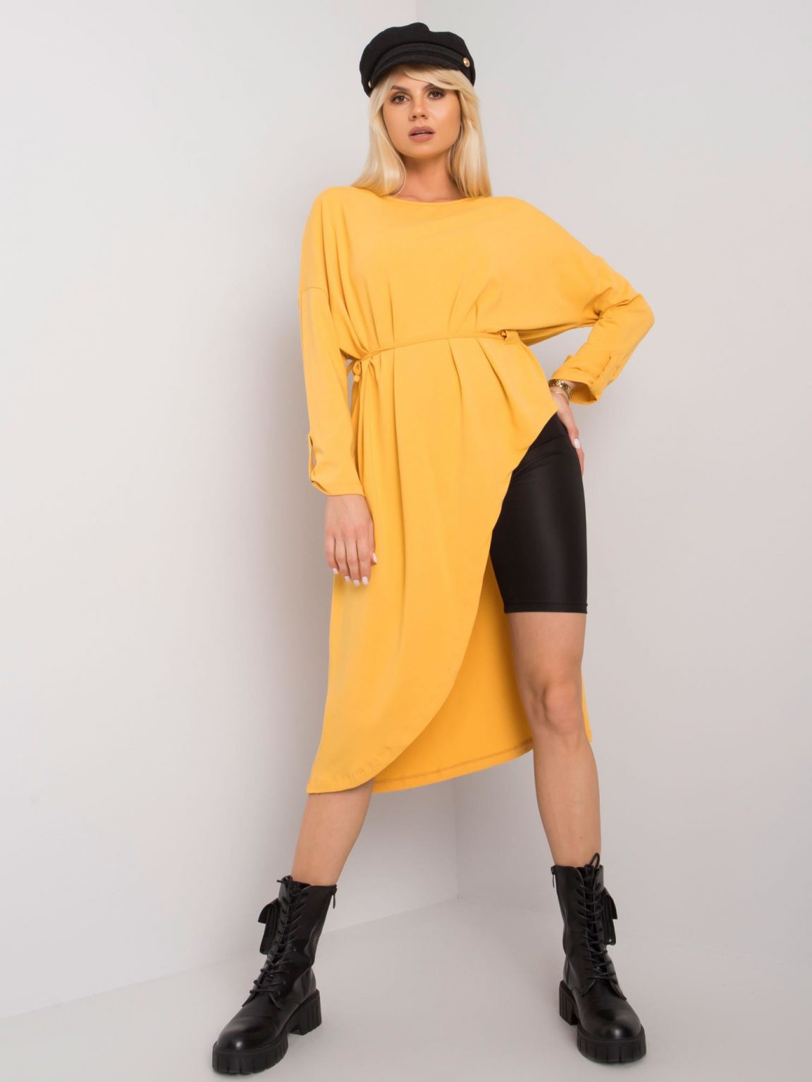 Żółta bawełniana tunika oversize Brenda