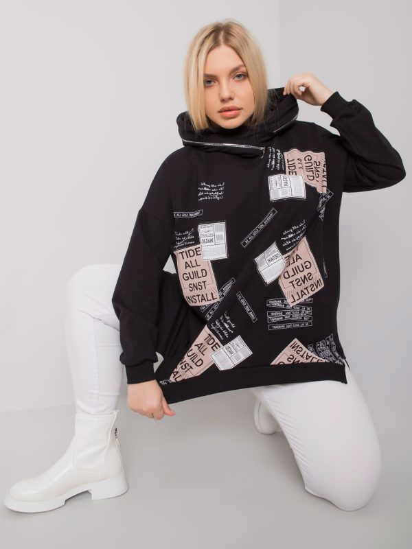 Czarna bluza z kapturem plus size Ives
