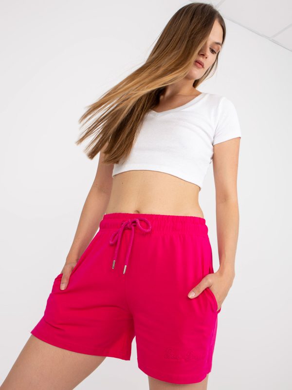 Fuksjowe dresowe szorty basic z kieszeniami RUE PARIS