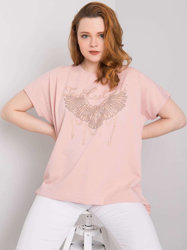 Brudnoróżowa bluzka plus size z bawełny Sherry