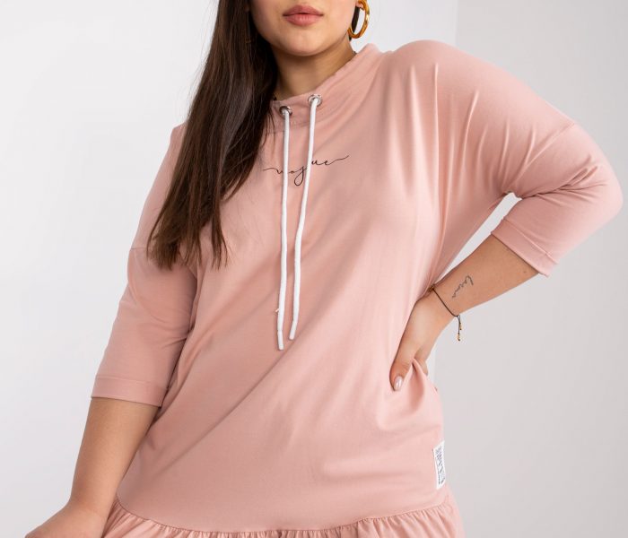 Hurtownia Brudnoróżowa tunika dresowa plus size z bawełny Elisabeth