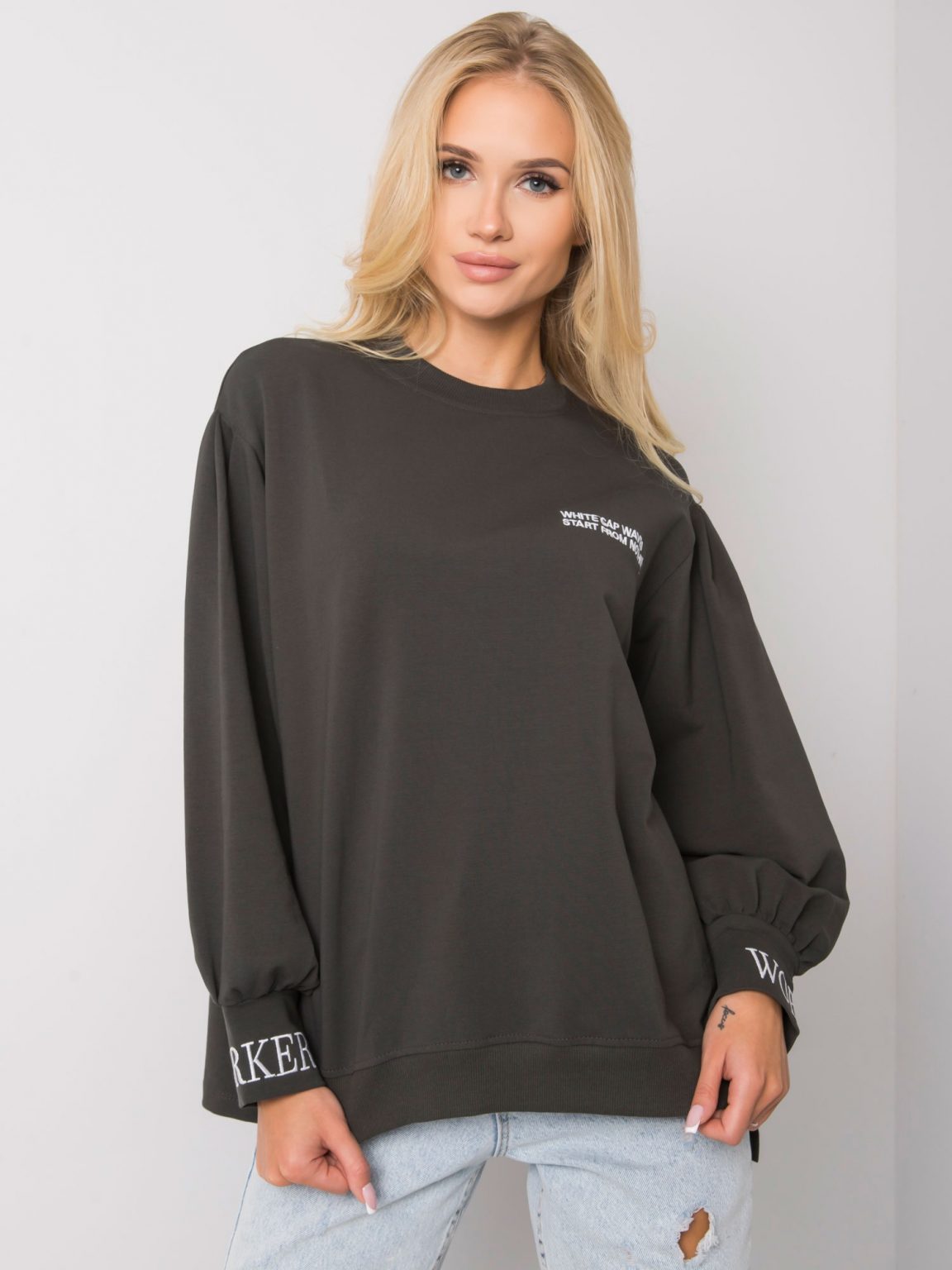 Ciemna khaki bluza bez kaptura Laylin