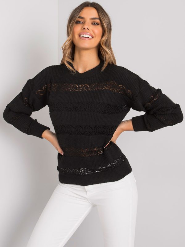 Czarny sweter ażurowy Rossendale RUE PARIS